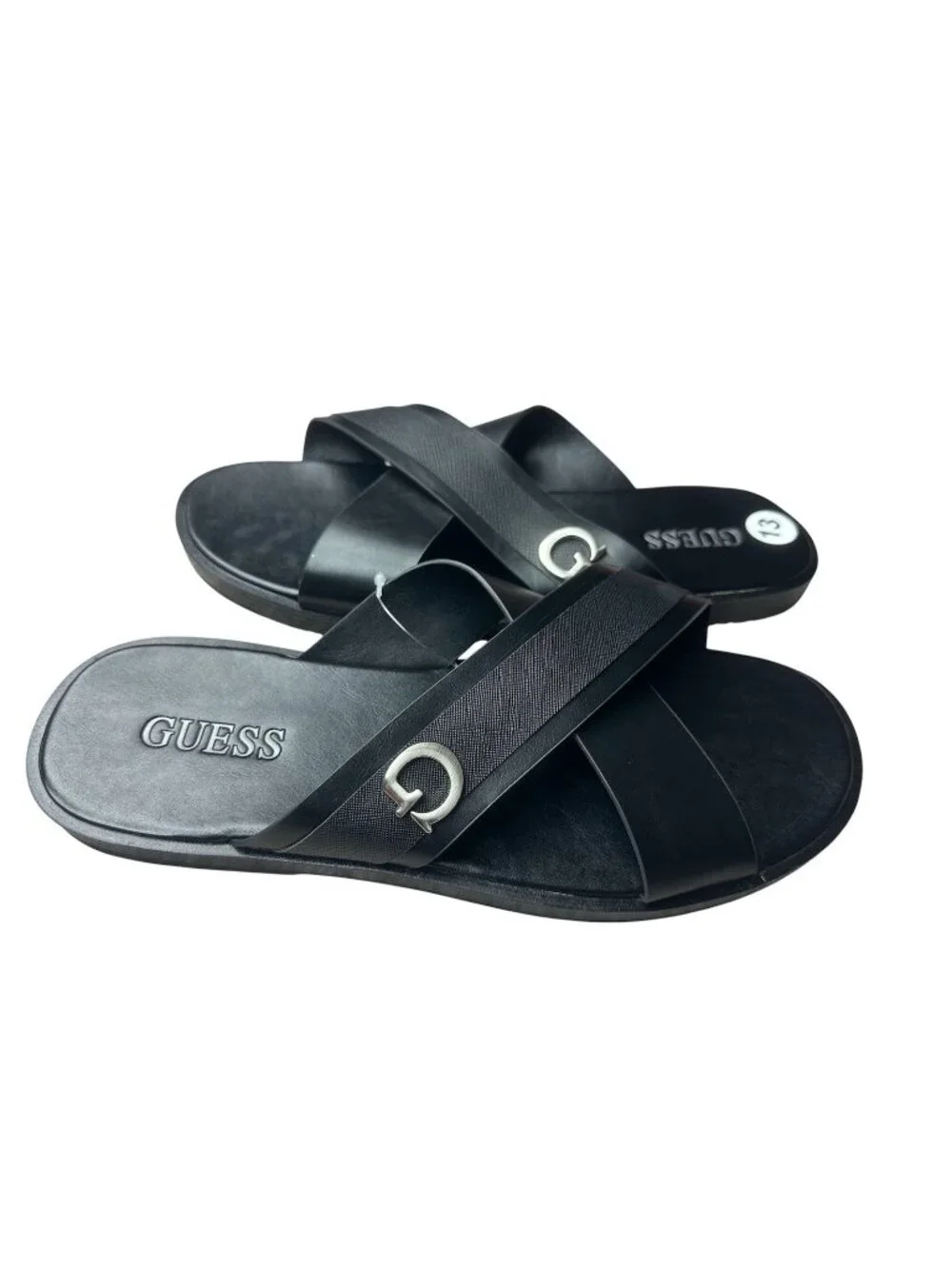 Guess Mens Size 13 Sandals Slides Slip On Shoes Black New